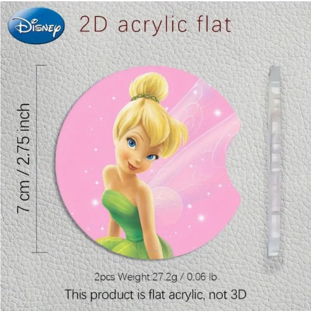 NEW 3pcs Disney Tinkerbell Neoprene Car Coasters & Key Chain Bundle - Picture 3 of 7